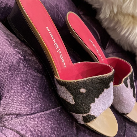 EMANUEL UNGARO cow hair slides NWT 7.5 - Picture 7 of 8